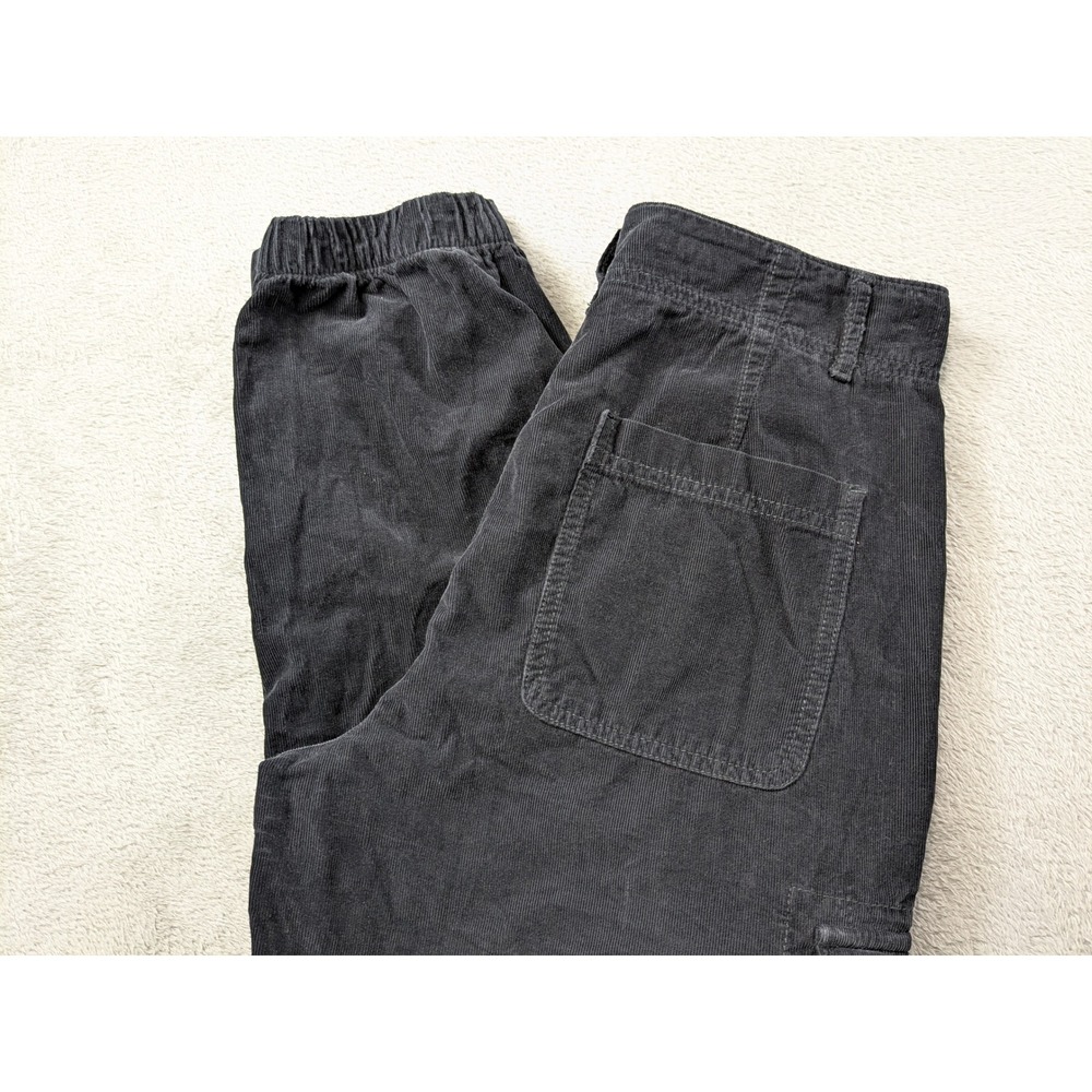 American Eagle Corduroy Cargo Jogger Pants Black Women 4 Short Button Fly Cotton - Picture 1 of 12